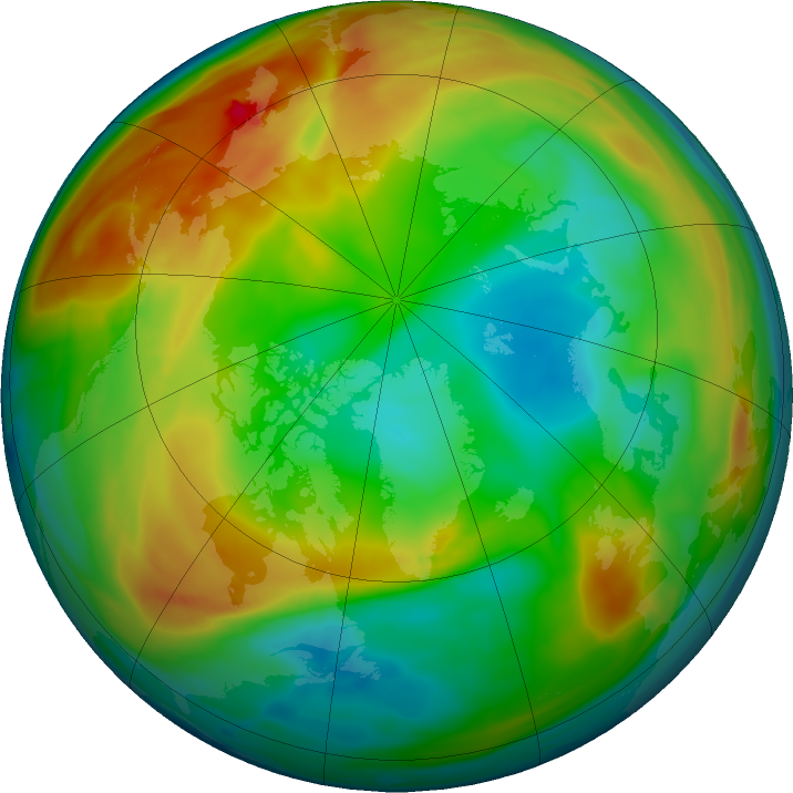 Arctic ozone map for 13 January 2018